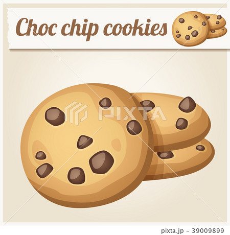 Choc Chip Cookies Detailed Vector Iconのイラスト素材