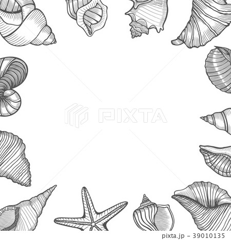 Vintage seafood frame vector illustration. 39010135