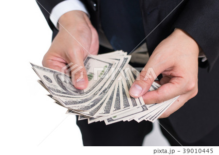 businessman Hands counting dollar banknotes 39010445