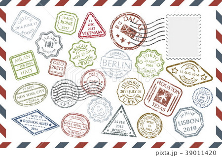 Postal Stamps set on envelope 39011420