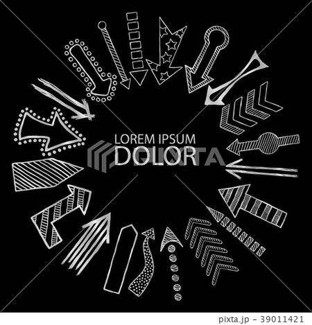 Hand drawn Arrows directed in center 39011421