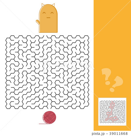 Kitten And Wool Ball Maze Game with Solution 39011668
