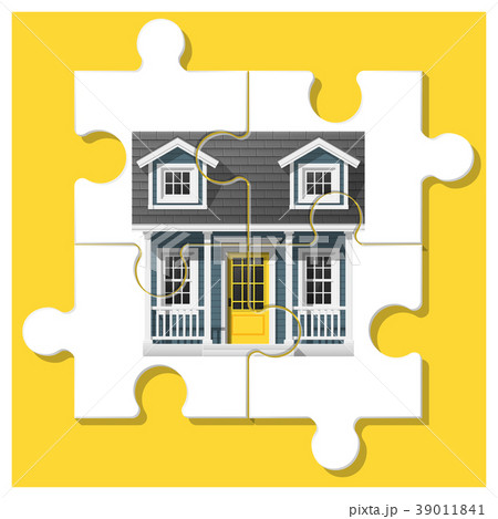 Dream house concept with completed puzzle house Dream house concept with completed puzzle house 39011841