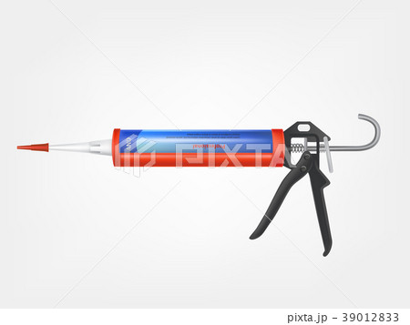 Vector 3d realistic caulking gun, metallic bottle 39012833