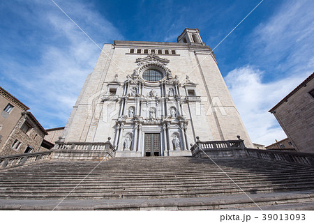 スペイン ジローナ ジローナ大聖堂の写真素材