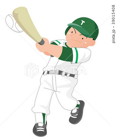 少年野球 バットを振る男の子 のイラスト素材