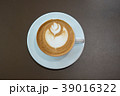Hot coffee cup on wooden table 39016322