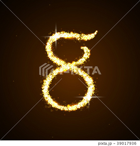 Number eight of gold glittering stars. vector Number eight of gold glittering stars. vector 39017936
