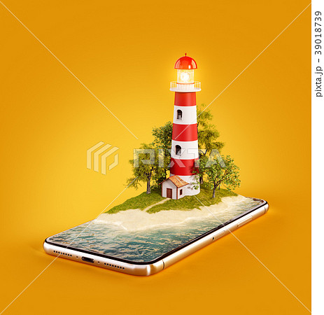 Unusual 3d illustration of a Lighthouse 39018739