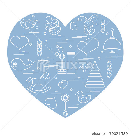 kids elements arranged in a heart 39021589