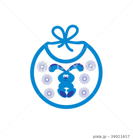 Cute icon with bib with a picture of a bunny in 39021657