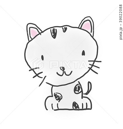 猫ちゃん かわいいゆるい動物キャラ子供の落書き風イラストのイラスト素材 39022088 Pixta