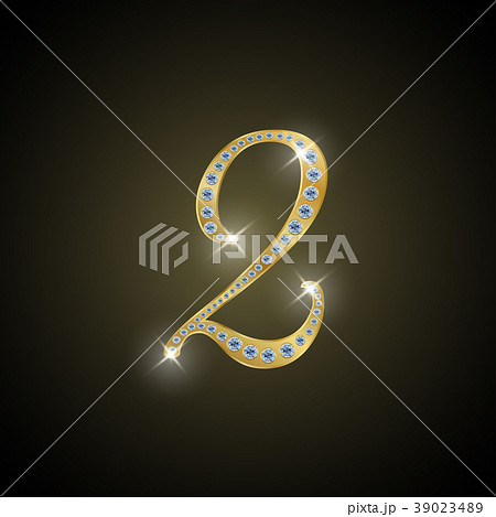 Shiny number "2" of gold and diamond Shiny number "2" of gold and diamond 39023489