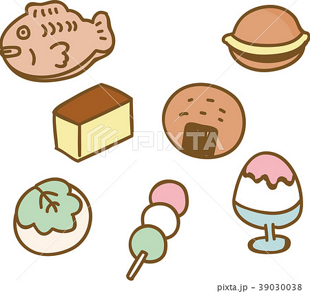 Illustration Material Of Cute Japanese Sweets Stock Illustration