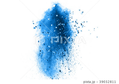 Abstract blue dust explosion on white background 39032811