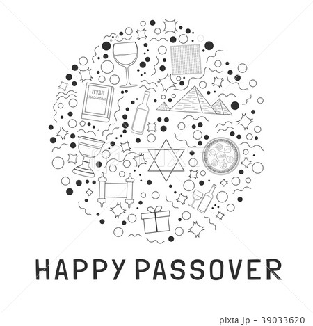 Passover holiday flat design icons set 39033620
