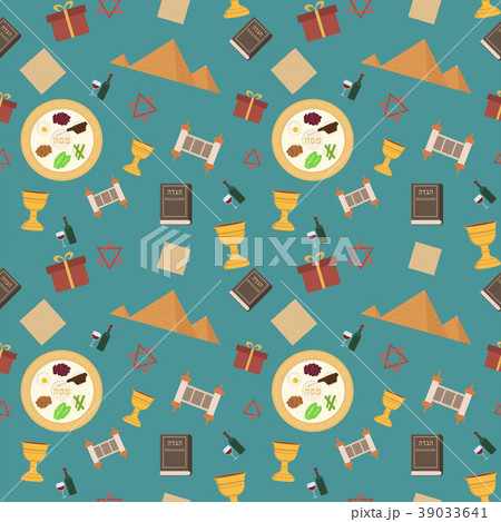 Passover holiday flat design icon seamless pattern 39033641