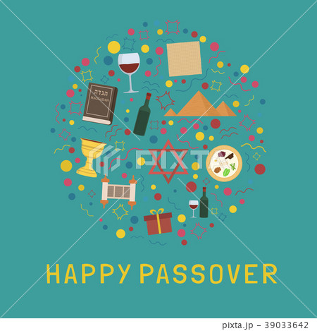 Passover holiday flat design icons set 39033642