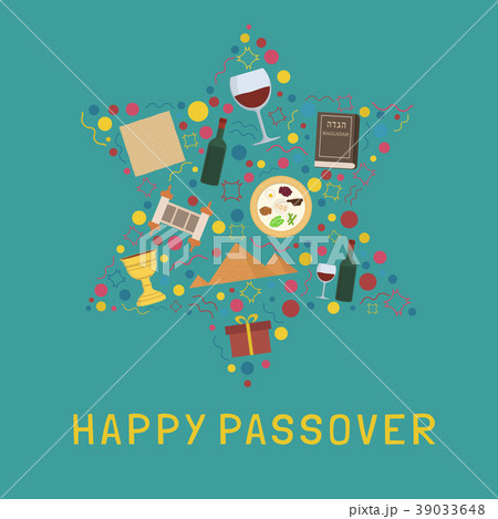Passover holiday flat design icons set 39033648