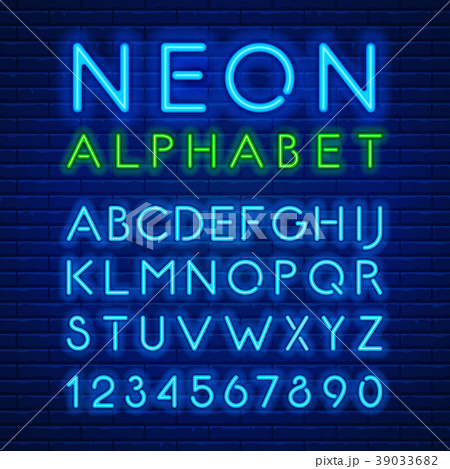 Neon latin alphabet Neon latin alphabet 39033682
