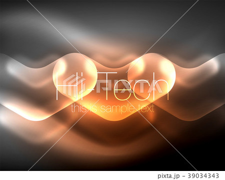 Blurred arrows in dark space. Neon pointers, glass 39034343