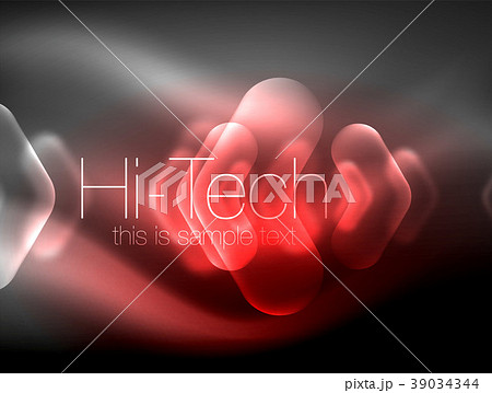 Blurred arrows in dark space. Neon pointers, glass Blurred arrows in dark space. Neon pointers, glass 39034344