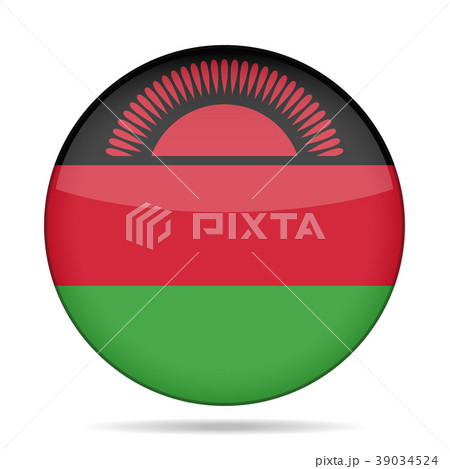 Flag of Malawi. Shiny round button.