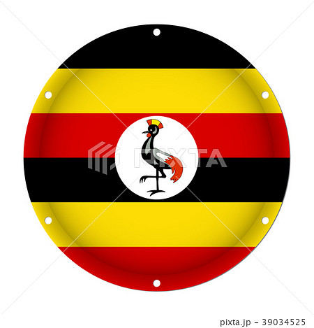round metallic flag of Uganda with screw holes round metallic flag of Uganda with screw holes 39034525