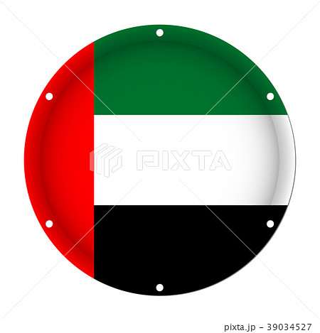 round metallic flag of United Arab Emirates 39034527