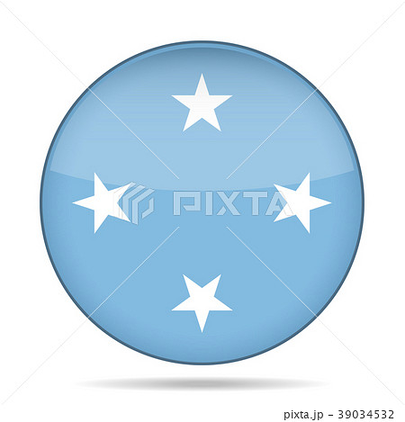 Flag of Micronesia. Shiny round button. 39034532