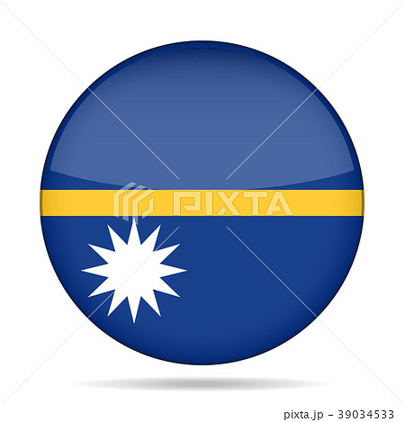 Flag of Nauru. Shiny round button.