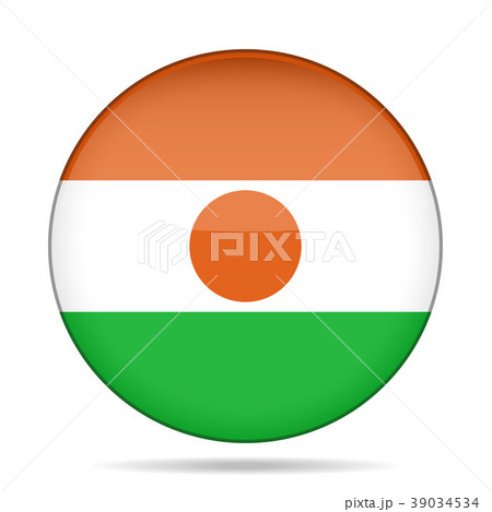 Flag of Niger. Shiny round button.