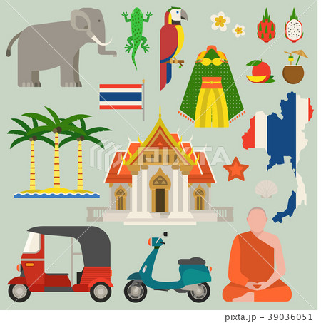 Travel Thailand Flat Icons Design Vectorのイラスト素材