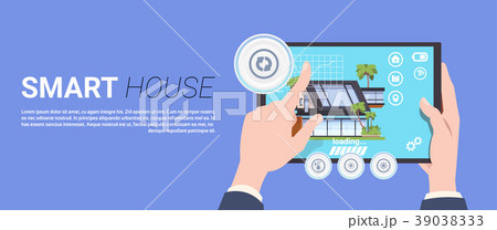 Hand Holding Digital Tablet With Smart Home Hand Holding Digital Tablet With Smart Home 39038333