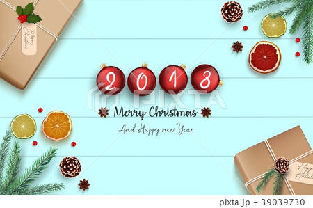 Merry Christmas and Happy New 2018 Year background 39039730