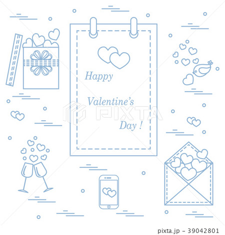 calendar with Valentine's Day, gifts, postal calendar with Valentine's Day, gifts, postal 39042801
