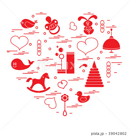 kids elements arranged in a heart 39042802