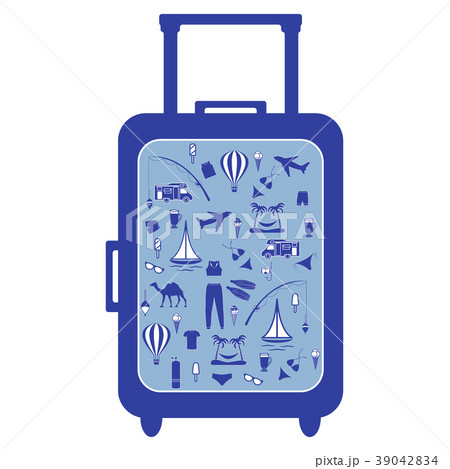 colorful suitcase with different pictures on the 39042834