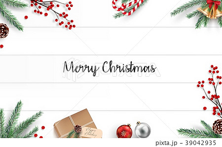 Christmas decoration on wooden background 39042935
