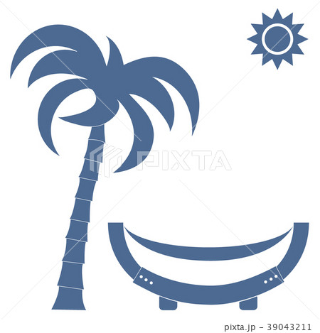 a hammock under a palm tree and sun 39043211