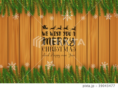 Christmas wooden background with fir branches and Christmas wooden background with fir branches and 39043477