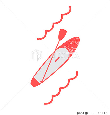 Stylized icon of a colored stand up paddling on a 39043512