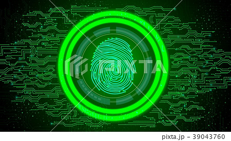 Fingerprint with concept green abstract technology Fingerprint with concept green abstract technology 39043760
