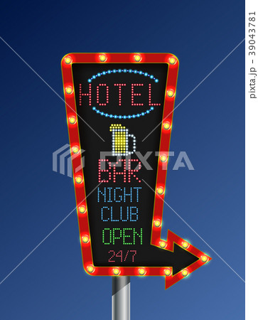Retro arrow golden light banner with the hotel blu 39043781
