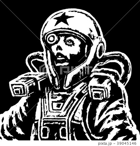 Astronaut heroine in space suit. Vector 39045146