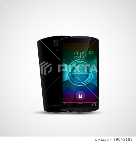 Fingerprint lock scanning on black smartphone 39045185