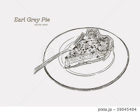 vector illustration of custard earl grey tea pie. 39045404