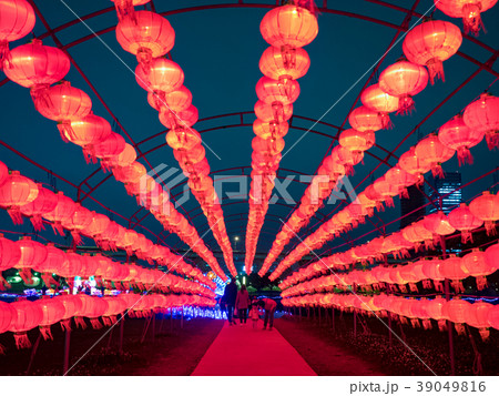台湾 ランタン 提燈の写真素材