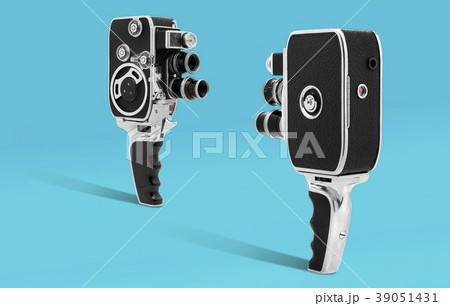 Old Vintage cinema camera 8mm colorful background 39051431
