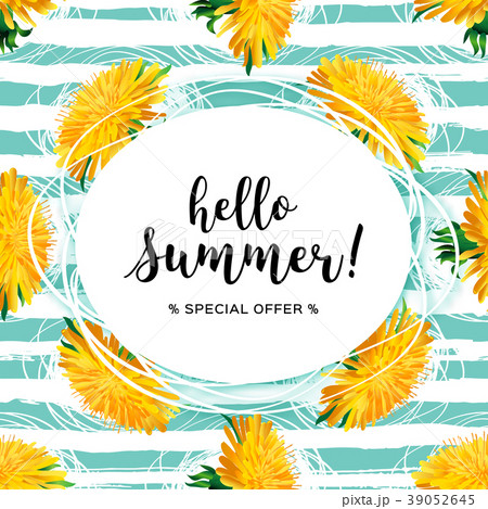 Summer flowers, Hello summer lettering. Yellow 39052645